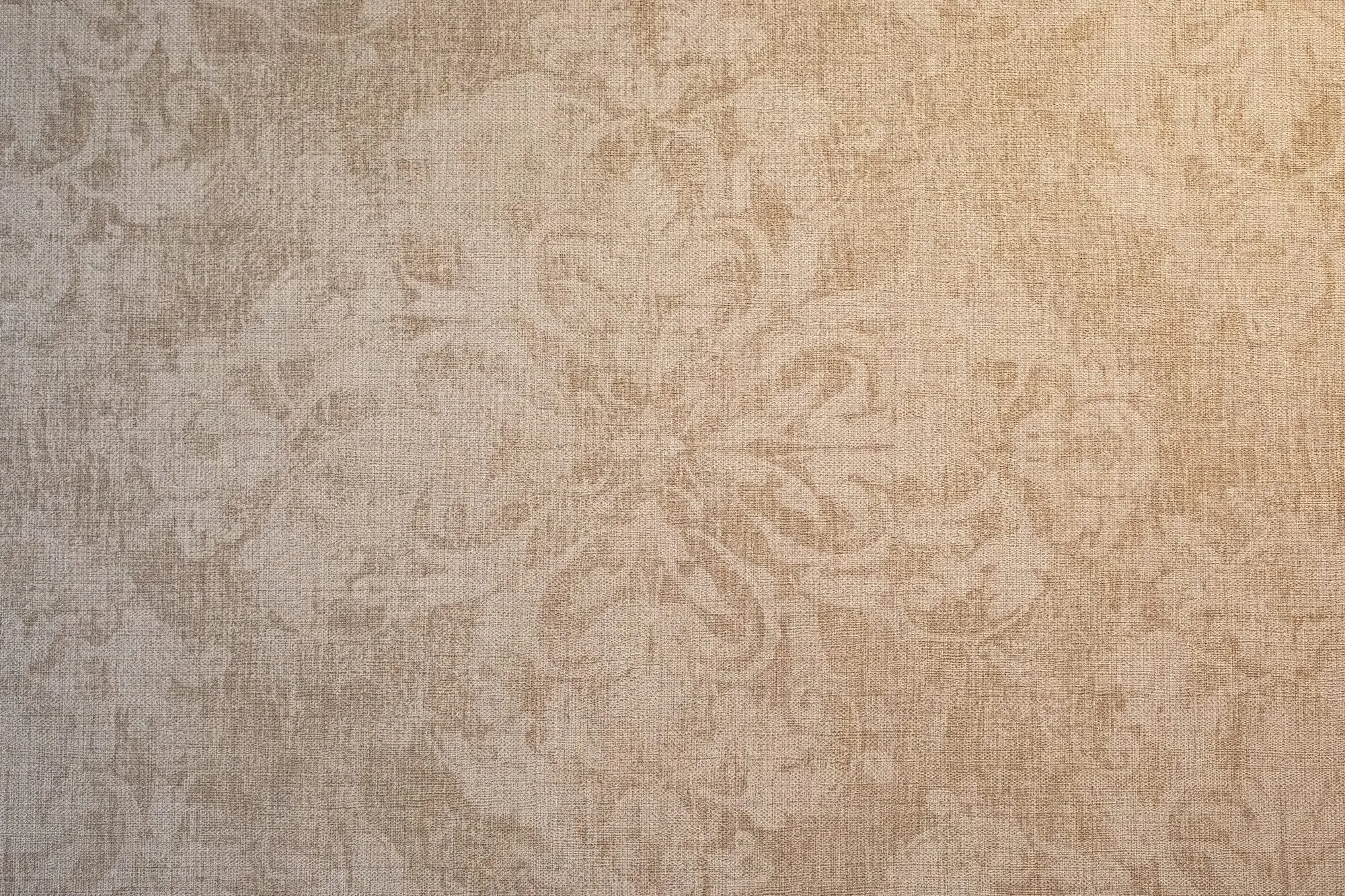 Senior living interior detail: taupe damask wallcovering